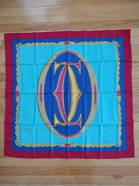 Cartier vintage silk Must de Cartier jewel tone large scarf EUC